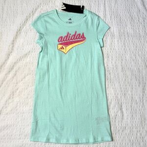 Adidas Toddler Aqua Tee Dress with Vibrant Logo kids Cotton sport dress